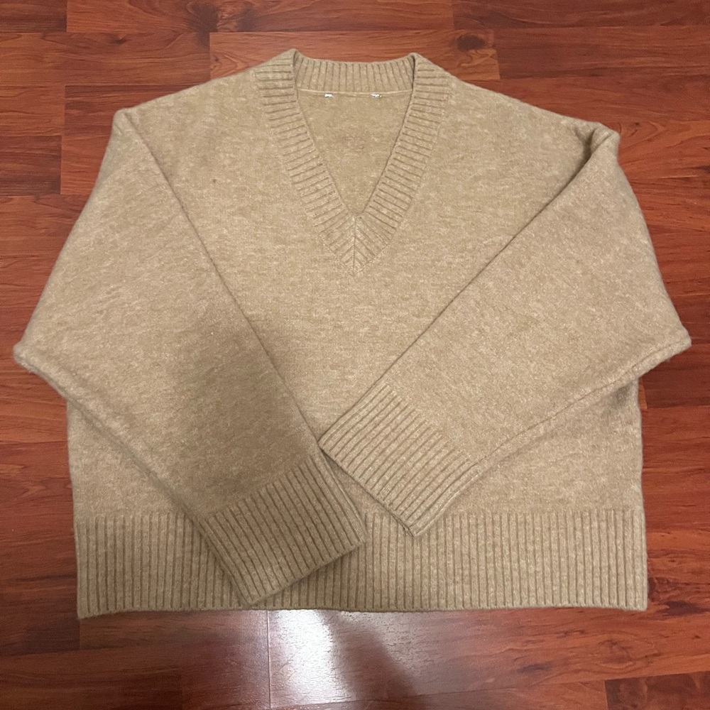Women’s Tan V-Neck Sweater